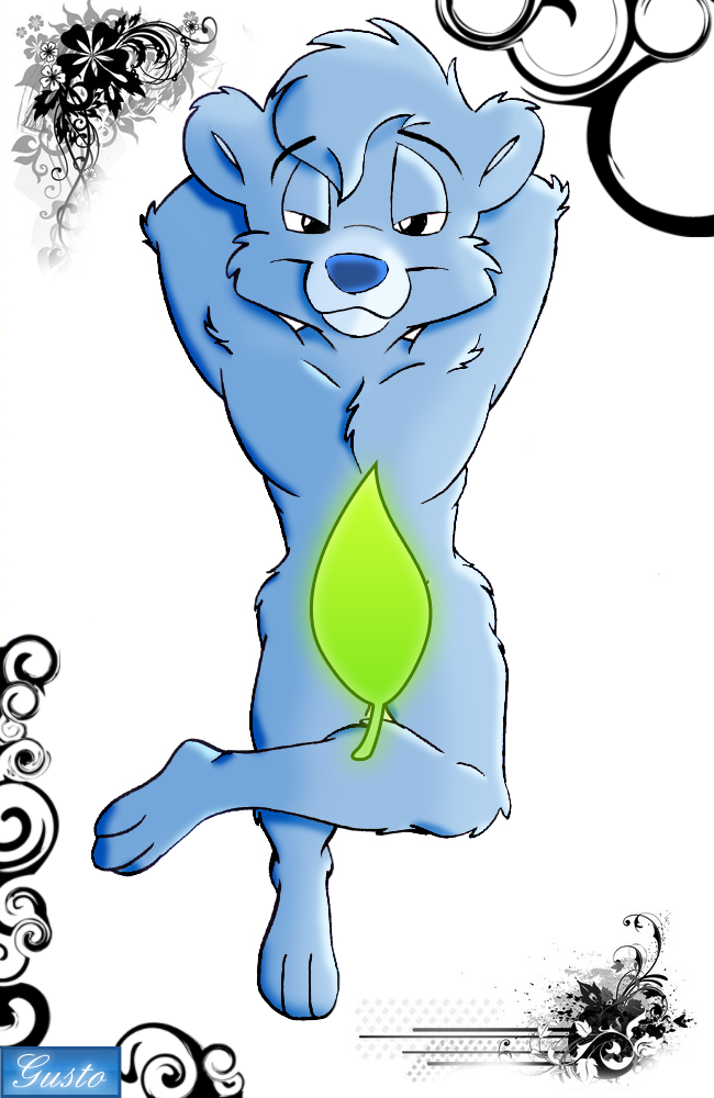 3_toes barefoot bark bedroom_eyes blue_fur blue_hair blue_nose crossed_legs disney fig_leaf fur gummi_bears gusto gusto_gummi hair half-closed_eyes hands_behind_head looking_at_viewer nude seductive smile toes