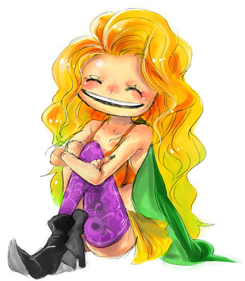 alternate_color boa_sandersonia bra clothing female hair human human_only long_hair mammal not_furry one_piece sitting smile solo underwear unknown_artist