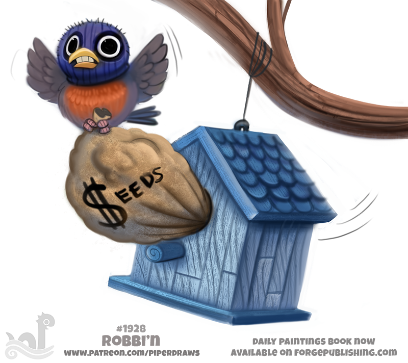 avian bag bird birdhouse black_eyes black_feathers branch clothed clothing cryptid-creations english_text feathered_wings feathers feral flying humor mask orange_feathers pun robin simple_background solo text thief white_background wings