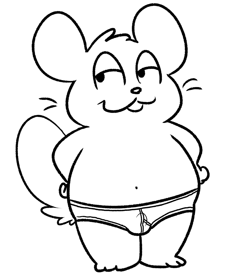 anthro barefoot briefs bulge clothed clothing hamster male mammal monochrome nishi oxynard rodent solo topless underwear