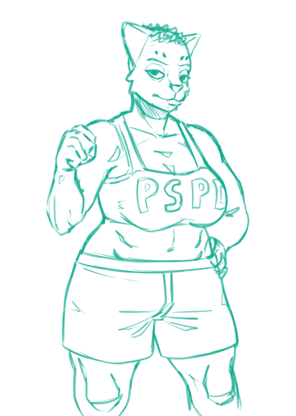 abs acronym anthro athletic aunt_mall_cop_(nitw) barazoku biceps big_breasts boxers_(clothing) breasts buzzcut cat cheek_tuft clothed clothing exercise_clothing eyebags feline female fist fully_clothed greasymojo_(artist) humanoid_hands letters logo mammal molly_(nitw) navel night_in_the_woods police police_officer shirt slightly_chubby solo stout tank_top text thick_thighs tube_top tuft underwear wide_hips