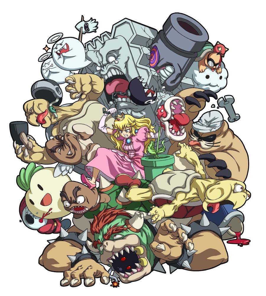 bad_id bad_pixiv_id blood blooper bob-omb boo bowser bullet_bill buzzy_beetle chain_chomp cloud demiano epic ghost goomba halo hammer_brothers koopa_troopa lakitu mario_(series) piranha_plant princess_peach rocky_wrench role_reversal shy_guy super_mario_bros. teeth thwomp tongue turnip violence wrench
