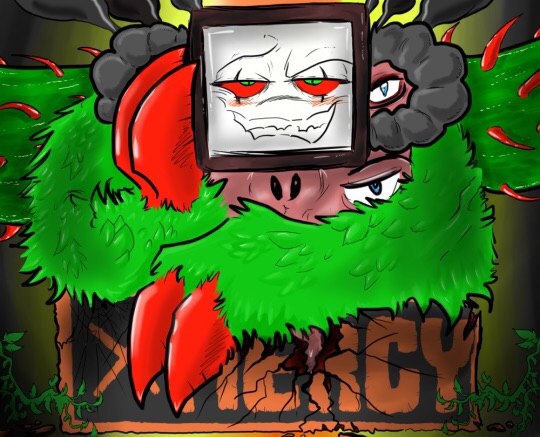 2015 bedroom_eyes big_claws changelingcaptaindrelshik claws destruction flora_fauna flowey_the_flower half-closed_eyes looking_at_viewer male not_furry photoshop_flowey plant pose red_claws red_sclera seductive smile solo undertale video_games
