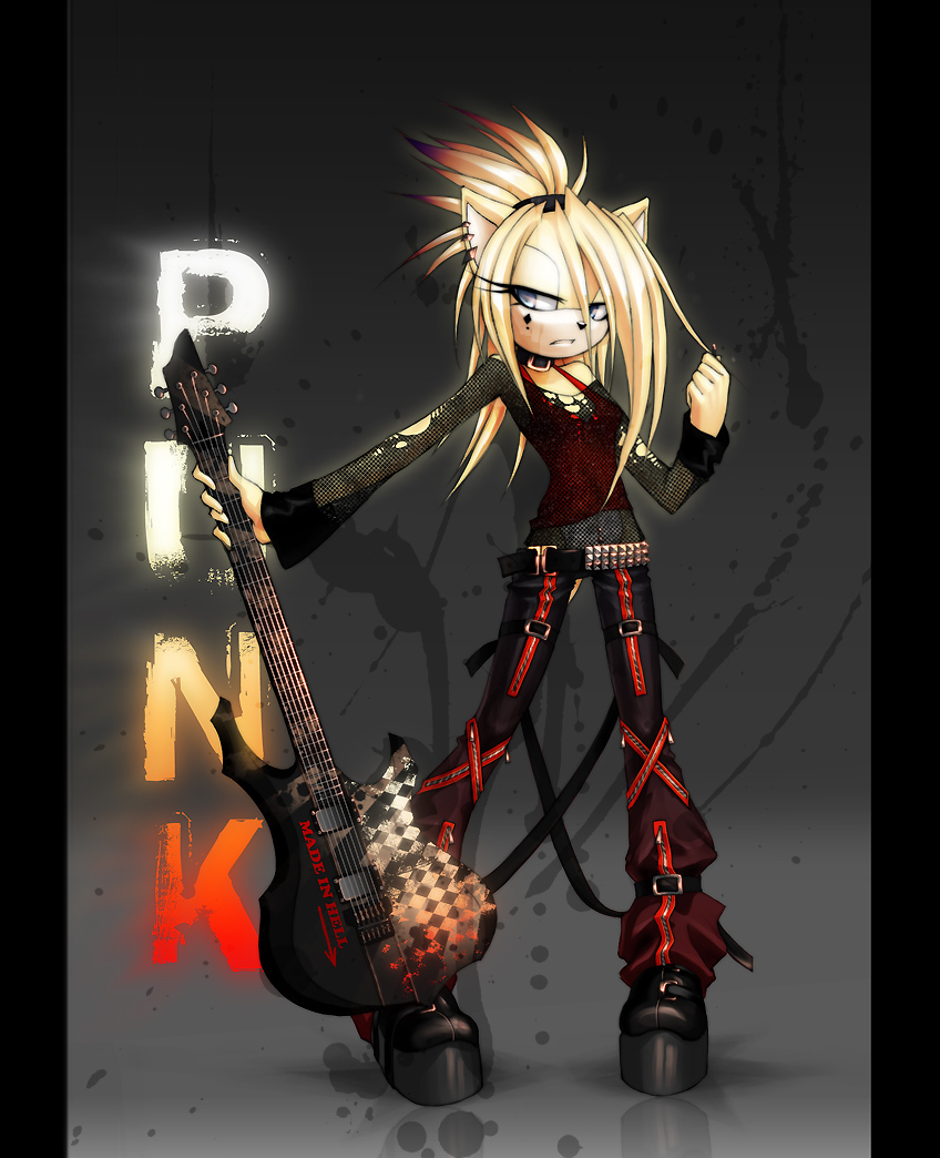 ann-jey belt boots clothed clothing female fishnet_shirt footwear fur gitz_the_hedgehog gold_fur guitar hedgehog invalid_color leather mammal musical_instrument musician renegadeth rock_star rocker rubber skimpy solo spandex tight_clothing torn_clothing yellow_eyes