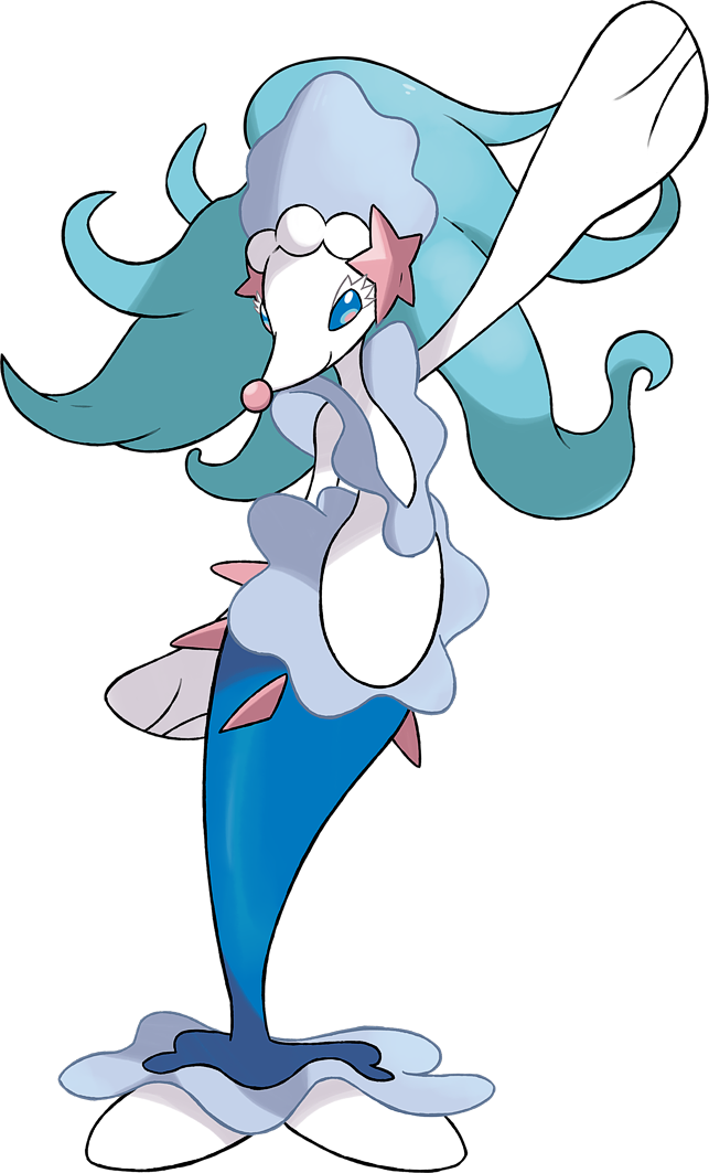 blue_eyes blue_hair creatures_(company) full_body game_freak gen_7_pokemon nintendo no_humans official_art official_style pokemon pokemon_(creature) pokemon_(game) pokemon_sm primarina recreation solo star sugimori_ken_(style) white_skin