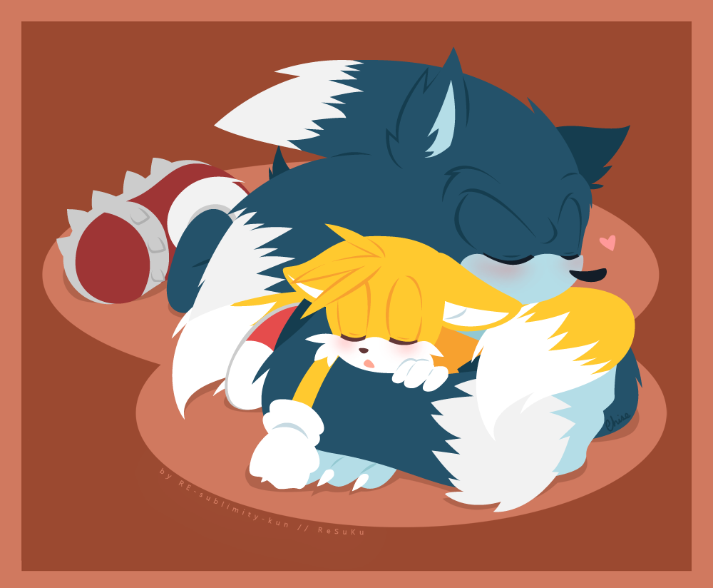 &lt;3 anthro canine clothing duo footwear fox gloves male mammal miles_prower re-sublimity-kun sleeping sonic_(series) sonic_the_hedgehog sonic_the_werehog video_games