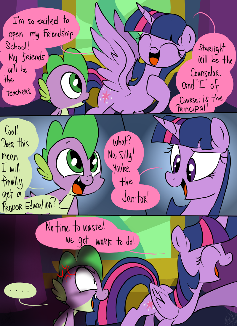 2018 comic dialogue dragon duo emositecc english_text equine feathered_wings feathers female feral friendship_is_magic hair horn inside mammal multicolored_hair my_little_pony scalie spike_(mlp) text twilight_sparkle_(mlp) winged_unicorn wings