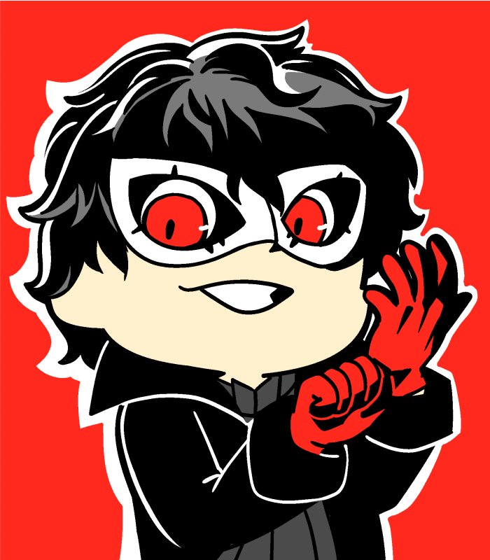 amamiya_ren bkub black_coat black_hair clenched_hand commentary domino_mask gloves grey_shirt grin male_focus mask nintendo outline persona persona_5 red_background red_eyes red_gloves shirt short_hair simple_background smile solo super_smash_bros. super_smash_bros._ultimate sweater turtleneck turtleneck_sweater white_outline