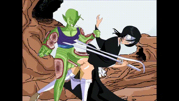 anal animated animated_gif ass bleach crossover dragon_ball dragon_ball_z interspecies kuchiki_rukia non-web_source panties pee penis piccolo sex sex_from_behind thighhighs underwear