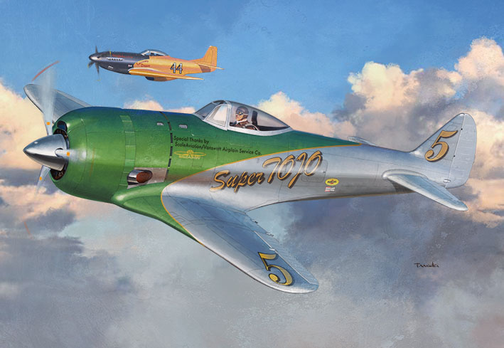 1boy aircraft airplane april_fools aviator_cap brown_hat brown_jacket canopy_(aircraft) from_side goggles jacket ki-44_shouki original p-51_mustang propeller race_vehicle realistic shadow solo_focus vehicle_focus wada_takayoshi