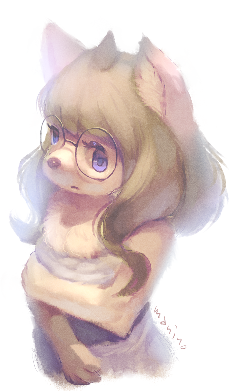 1girl artist_request brown_hair cheadle_yorkshire furry glasses hunter_x_hunter purple_eyes short_hair solo