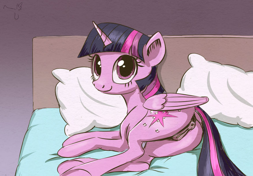 2017 anus bed blush butt cutie_mark dock el-yeguero equine female feral friendship_is_magic hair horn looking_at_viewer looking_back mammal multicolored_hair my_little_pony on_bed pillow presenting presenting_anus presenting_pussy purple_eyes pussy solo twilight_sparkle_(mlp) unicorn_horn winged_unicorn wings