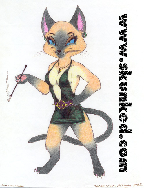 anthro breasts cat colored desiree_lee feline female james_m_hardiman mammal siamese solo spice_ming traditional_media_(artwork)