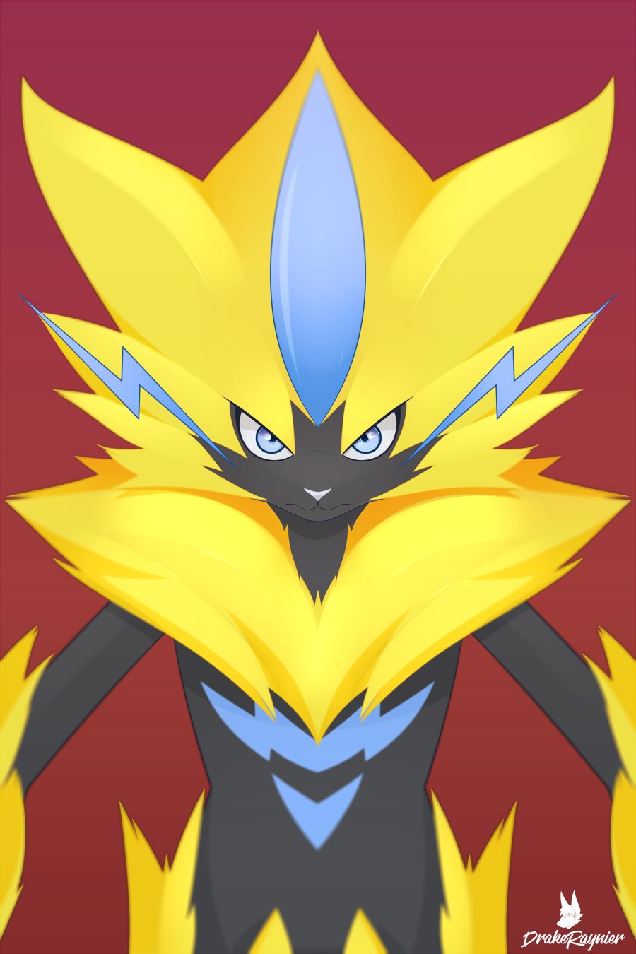 blue_eyes blue_fur drakeraynier fur nintendo pok&eacute;mon pok&eacute;mon_(species) video_games whiskers yellow_fur zeraora