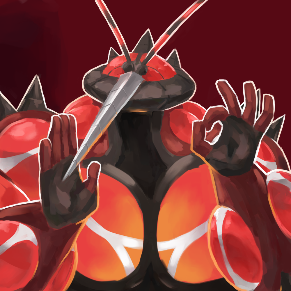 2016 5_fingers antennae arthropod black_body bust_portrait buzzwole humanoid insect just_right male meme mosquito nintendo not_furry ok_sign pacha_(the_emperor's_new_groove) parody pok&eacute;mon pok&eacute;mon_(species) portrait reaction_image red_background red_body simple_background solo spikes the_emperor's_new_groove ultra_beast unknown_artist video_games white_outline