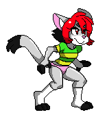 bottomless cat clothed clothing digital_media_(artwork) ear_tuft feline hair legwear male mammal pantygremlin pixel_(artwork) red_eyes red_hair short_hair socks solo tuft underwear