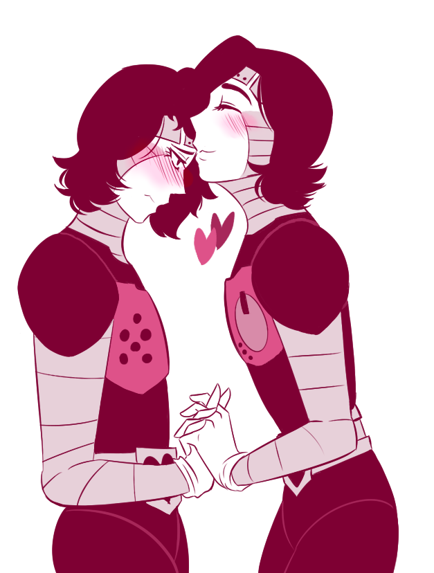 &lt;3 blush clothed clothing digital_media_(artwork) duo girly hair humanoid machine male male/male mettaton mettaton_ex not_furry robot selfcest simple_background smile square_crossover undertale unknown_artist video_games