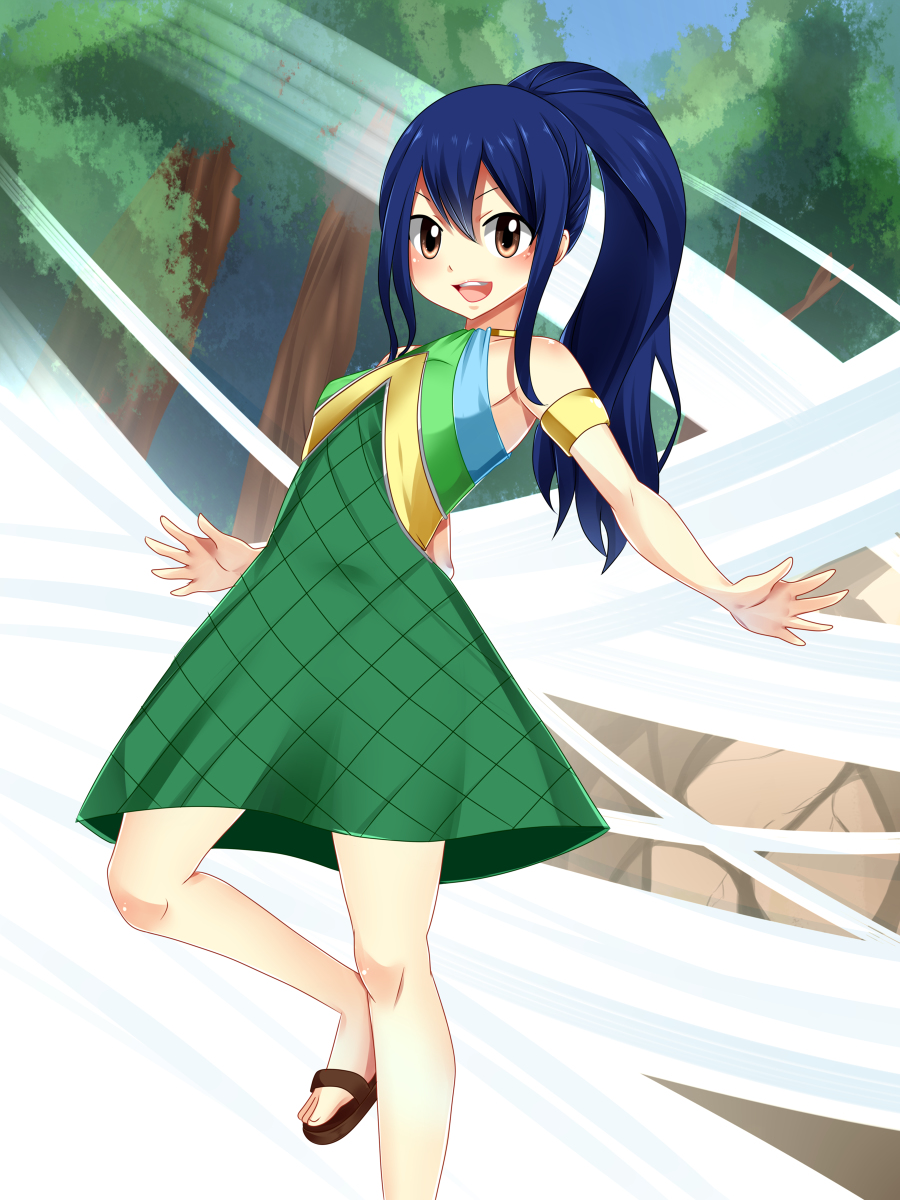 blue_hair blush dress fairy_tail open_mouth wendy_marvell