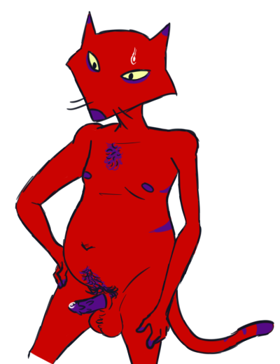 alpha_channel animal_genitalia animal_penis cartoon_network cat courage_the_cowardly_dog erection feline fur katz mammal overweight penis red_fur simple_background transparent_background xoel