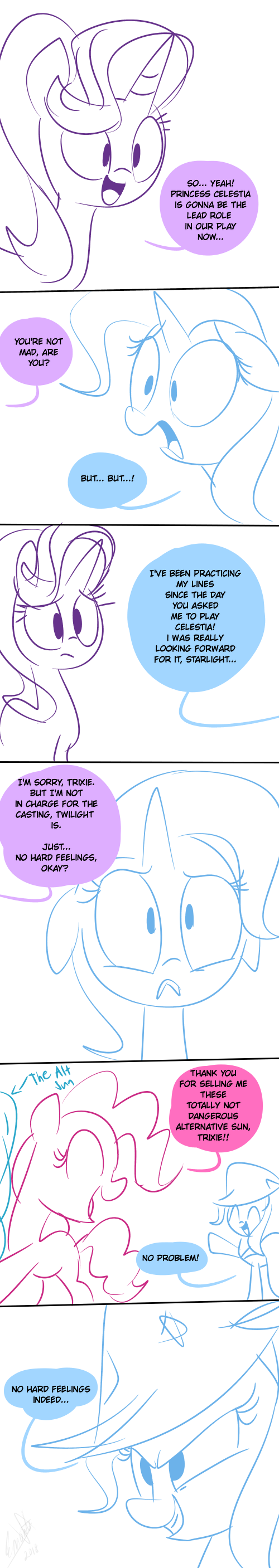 2018 comic dialogue earth_pony emositecc english_text equine female feral friendship_is_magic group horn horse mammal my_little_pony pinkie_pie_(mlp) pony simple_background starlight_glimmer_(mlp) text trixie_(mlp) unicorn white_background