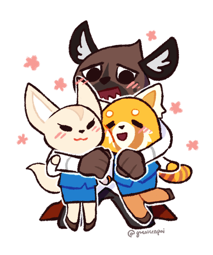 2018 aggressive_retsuko anthro black_nose canine clothed clothing female fennec fenneko fox fur greatsenpai haida hyena male mammal necktie red_panda retsuko sanrio simple_background