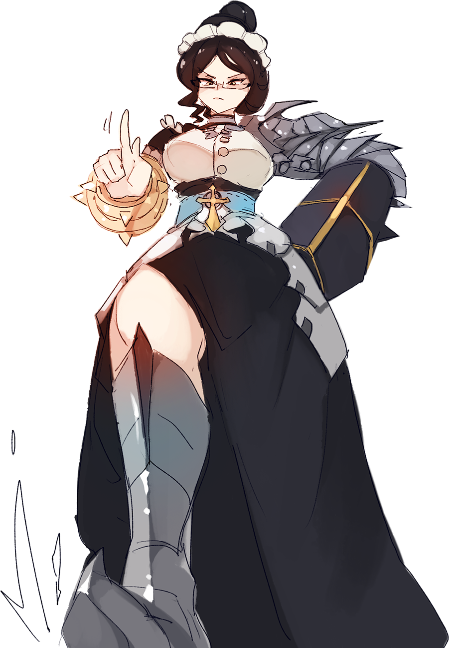armor brown_hair maid maid_headdress overlord_(maruyama) yuri_alpha