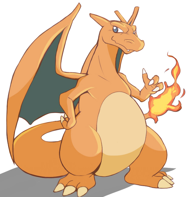 ambiguous_gender blue_eyes charizard nintendo pok&eacute;mon pok&eacute;mon_(species) simple_background solo thegreatmatsutzu video_games white_background