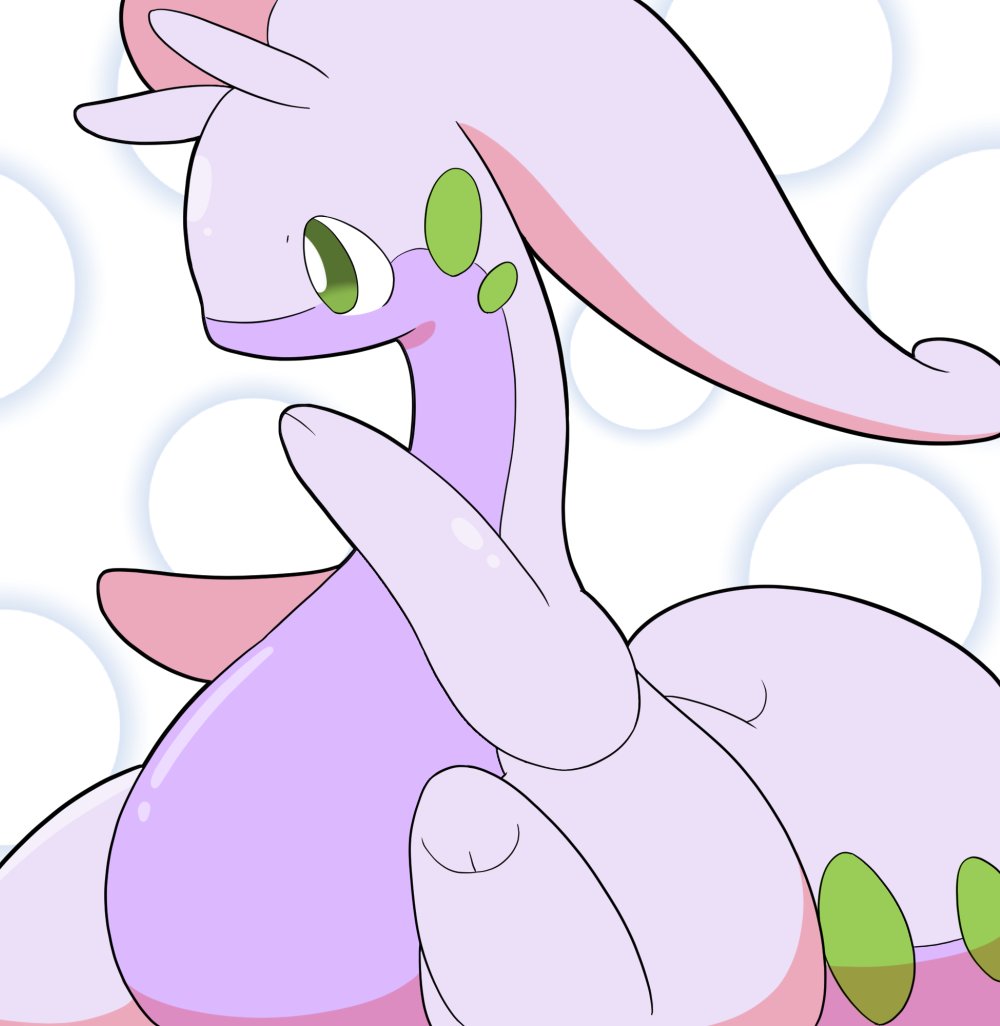 abstract_background ambiguous_gender belly cute dragon feral gastropod goodra green_eyes nintendo pok&eacute;mon pok&eacute;mon_(species) scalie simple_background sitting snail solo unknown_artist video_games white_background