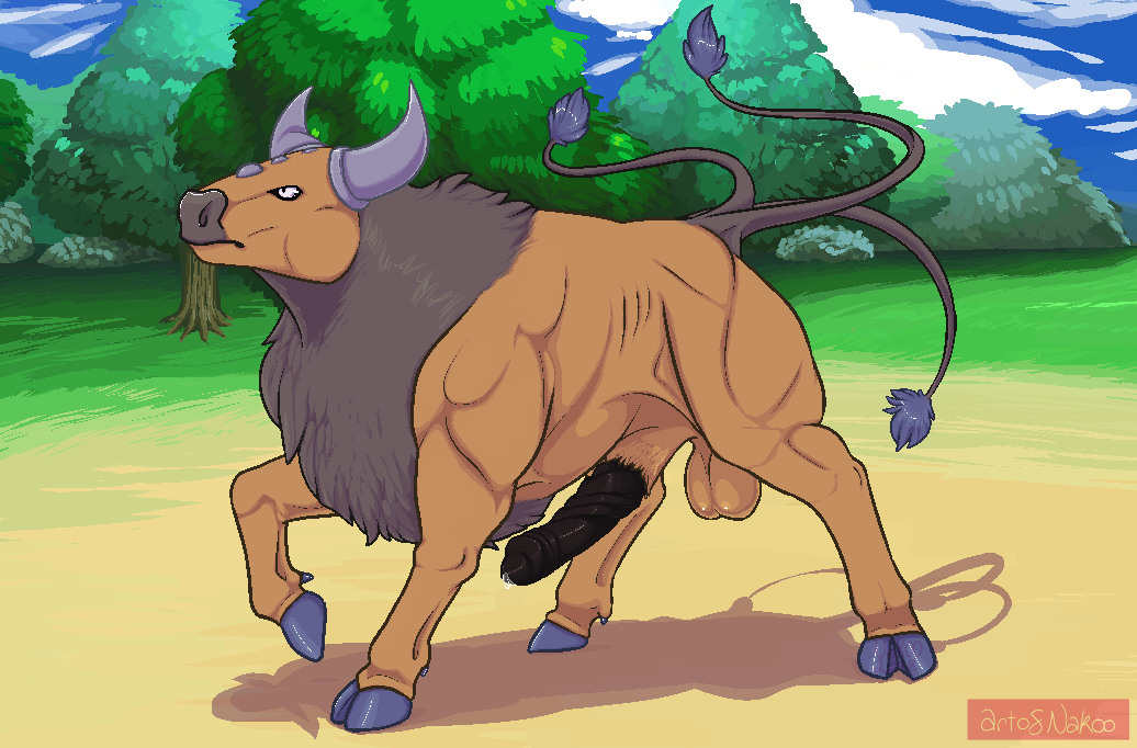 bad_dragon balls bovine cattle feral invalid_tag male mammal multi_tail nakoo nintendo outside penis pok&eacute;mon pok&eacute;mon_(species) precum signature tauros tyson video_games