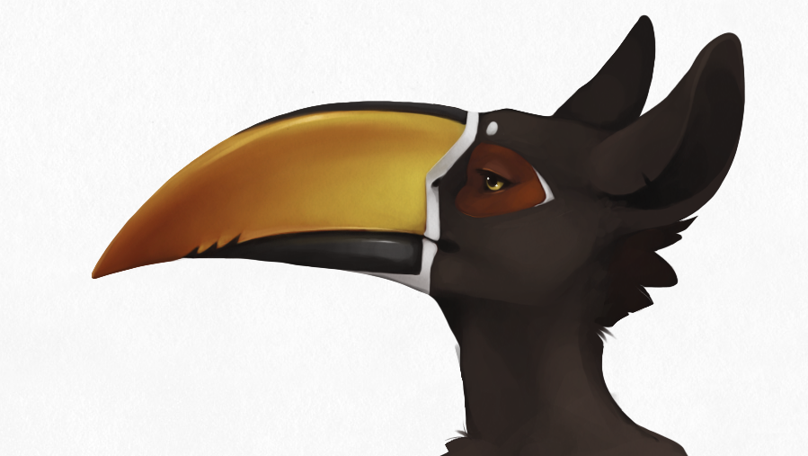 anthro aracari avian beak bird black_feathers black_fur black_panther feathers feline fur gryphon hd01 mammal markings mir mira_(hd01) orange_beak panther red_markings simple_background sketch solo toucan white_background white_markings yellow_eyes