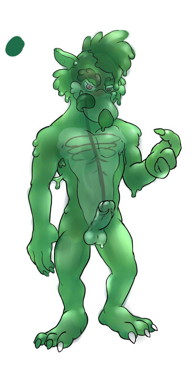 2019 3_toes 4_fingers animal_humanoid anthro azul_(artist) erection goo_(disambiguation) goo_creature humanoid humanoid_penis looking_at_viewer male mammal monster muscular muscular_male mustelid nude penis simple_background slime solo toes weasel white_background