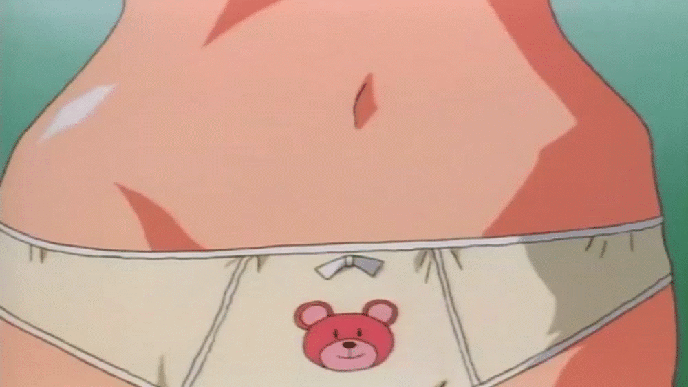 2girls 90s animated animated_gif bear bent_over blonde_hair bounce bouncing_breasts bra breasts brown_hair burn-up burn-up_excess cleavage close-up female head_out_of_frame kinezono_rio large_breasts midriff multiple_girls nanvel_candlestick oldschool panties purple_bra purple_panties shirt short_hair solo underwear underwear_only white_bra white_panties