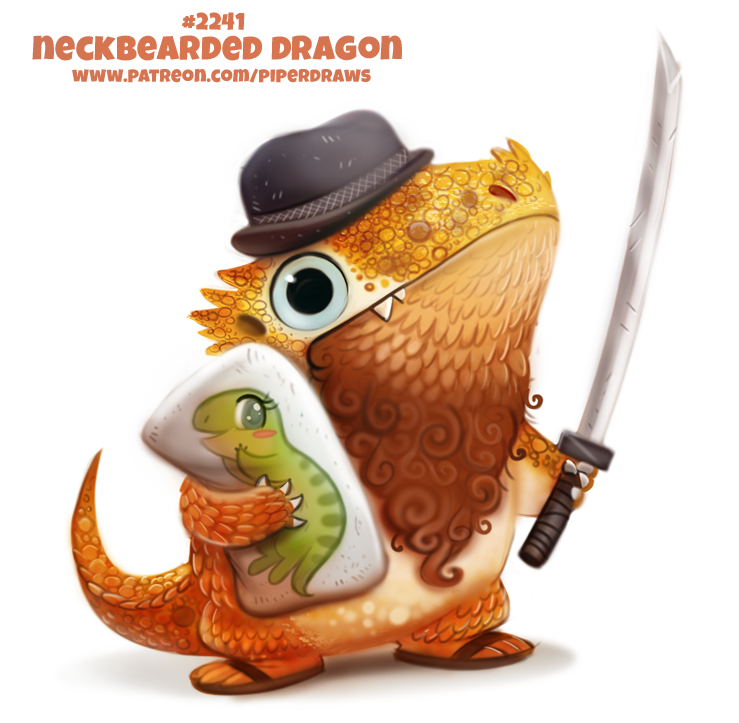 ambiguous_gender anthro bearded_dragon black_eyes body_pillow brown_hair claws clothing cryptid-creations fangs female footwear hair humor katana lizard melee_weapon neckbeard nude orange_scales pillow pun reptile sandals scales scalie simple_background solo sword trilby_(hat) visual_pun weapon white_background