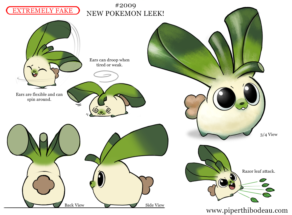 ambiguous_gender black_eyes brown_fur buckteeth cryptid-creations english_text fak&eacute;mon feral fur humor hybrid lagomorph leaf leek mammal multiple_angles nintendo open_mouth plant pok&eacute;mon pun simple_background teeth text video_games white_background