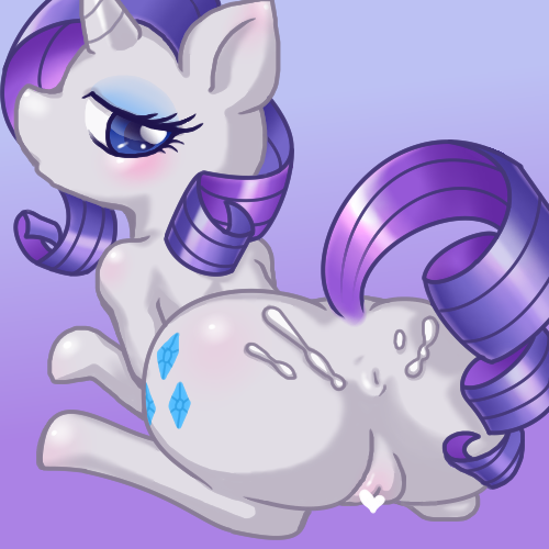 2015 anus blue_eyes box_xod butt cum cum_inside cum_on_butt equine female friendship_is_magic hair half-closed_eyes horn mammal my_little_pony purple_hair pussy rarity_(mlp) solo unicorn