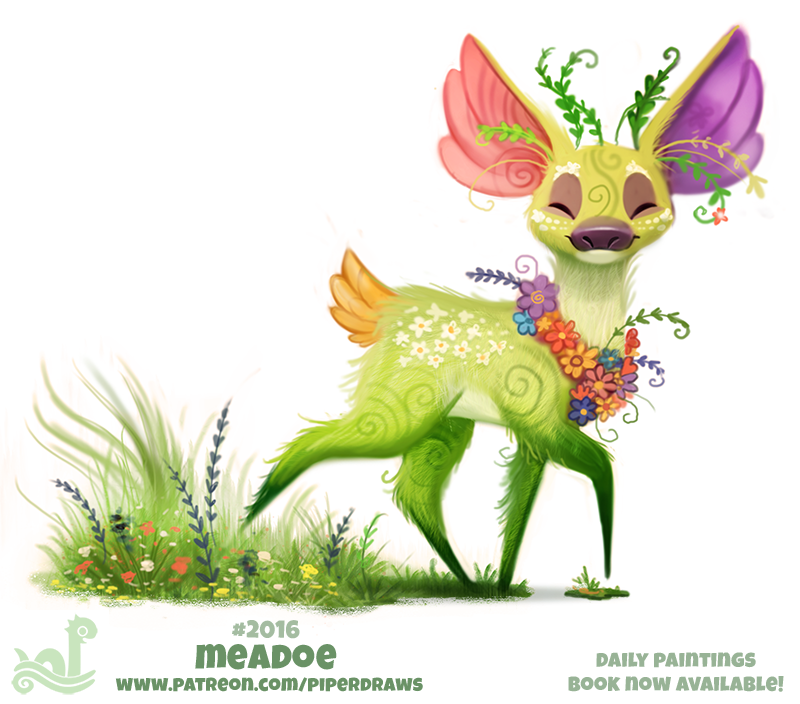 brown_fur cervine cryptid-creations eyes_closed female feral flower fur grass green_fur humor hybrid mammal plant pun simple_background smile solo white_background yellow_fur