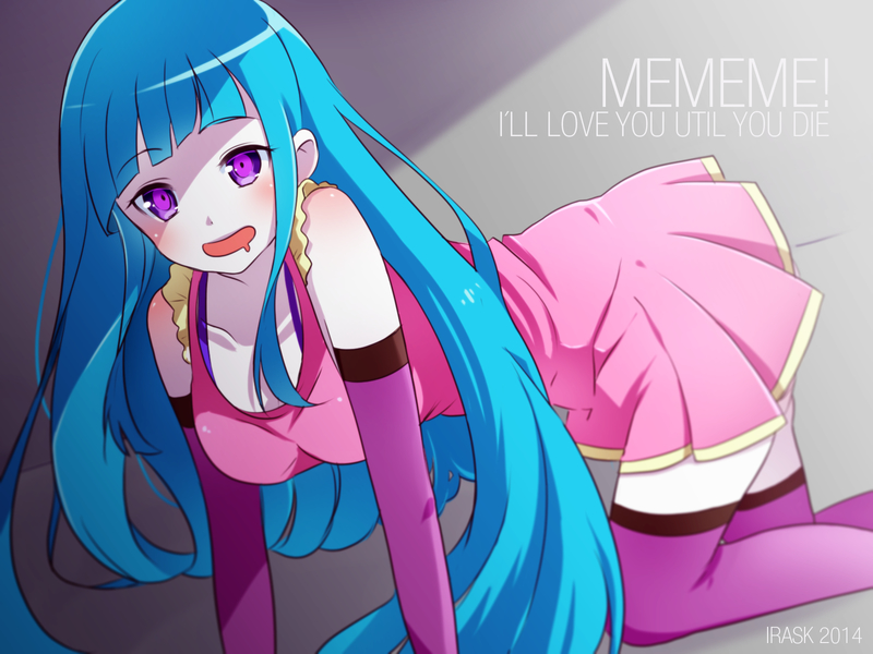 800x600_wallpaper blue_hair blush crawling deviantart dress drooling ecchi english_text exposed_shoulders fanart fanart_from_deviantart female gloves irask_(artist) long_gloves long_hair me!me!me! meme_(me!me!me!) pink_dress pink_outfit png_conversion purple_eyes purple_gloves purple_handwear purple_legwear sleeveless sleeveless_dress solo teal_hair text text:_character_name text:_series_name thighhighs wallpaper_4:3_ratio