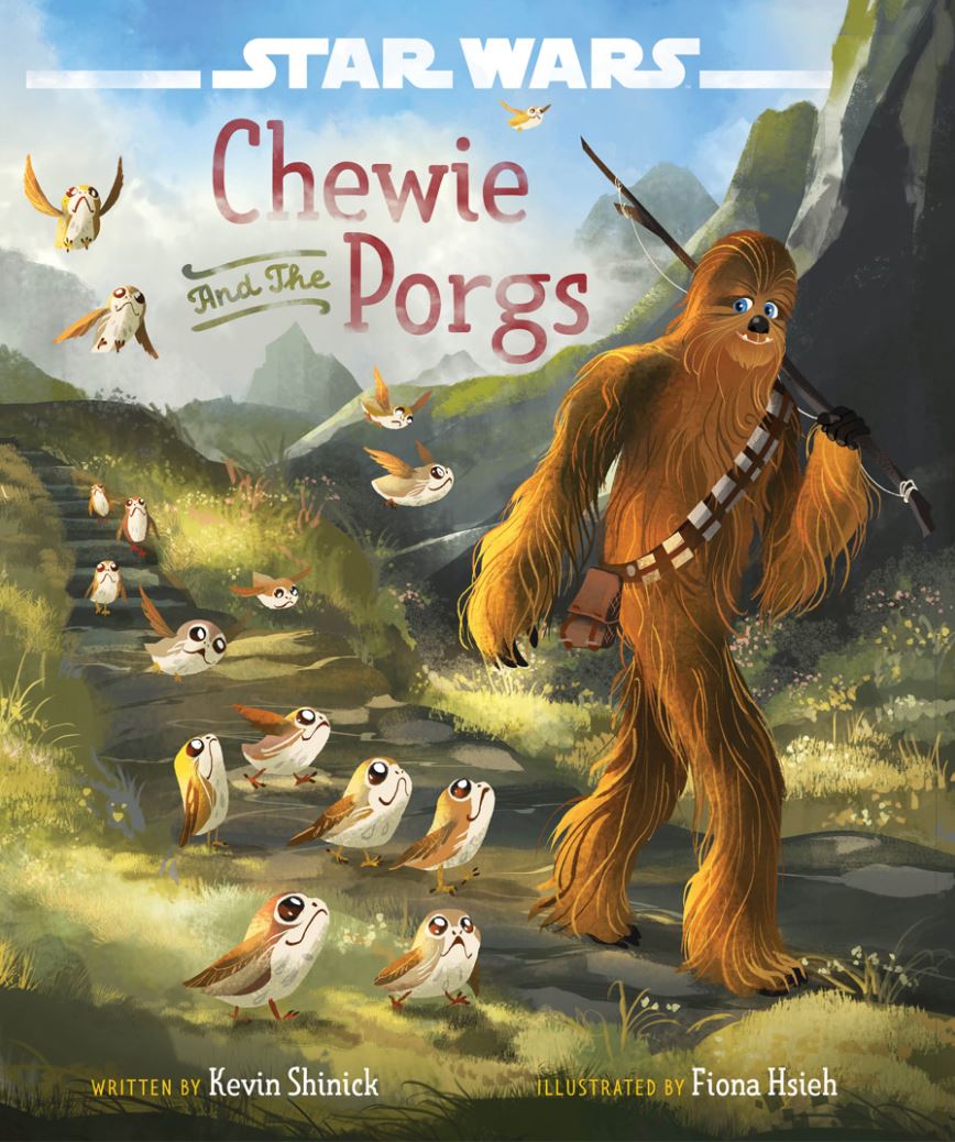 alien ambiguous_gender anthro avian bandoleer black_eyes black_nose blue_eyes brown_eyes brown_feathers brown_fur chewbacca detailed_background feathered_wings feathers feral fionapup flying fur grass group hill looking_at_viewer male mist mountain nude outside porg smile spread_wings star_wars white_feathers wings