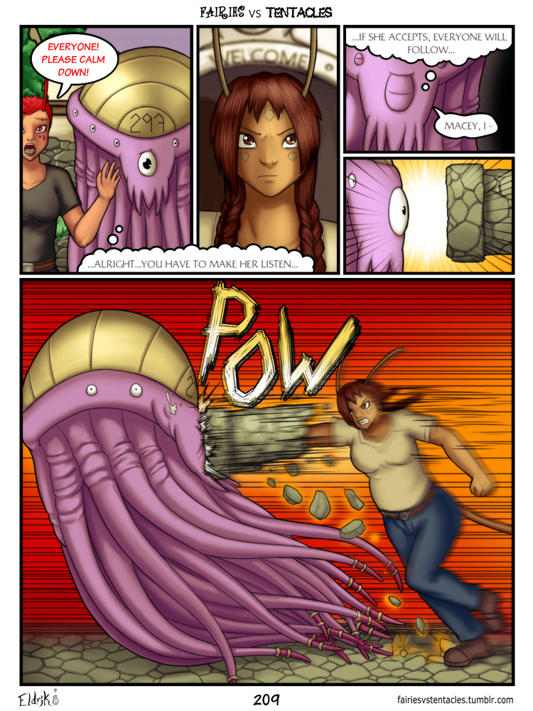 alien antennae bobbydando brown_eyes brown_hair clothed clothing colored comic fairies_vs_tentacles fairy female hair humanoid monster nihallaks_(species) not_furry tentacles