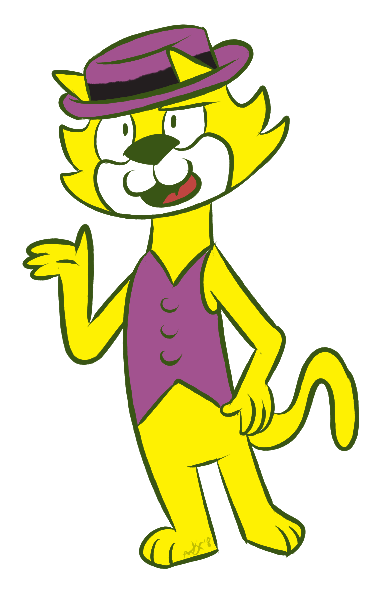 2018 3_toes 4_fingers alpha_channel anthro bottomless cat clothed clothing digital_drawing_(artwork) digital_media_(artwork) feline fishscalepaints fur hanna-barbera hat mammal open_mouth open_smile signature simple_background smile solo standing toes top_cat top_cat_(series) transparent_background yellow_fur