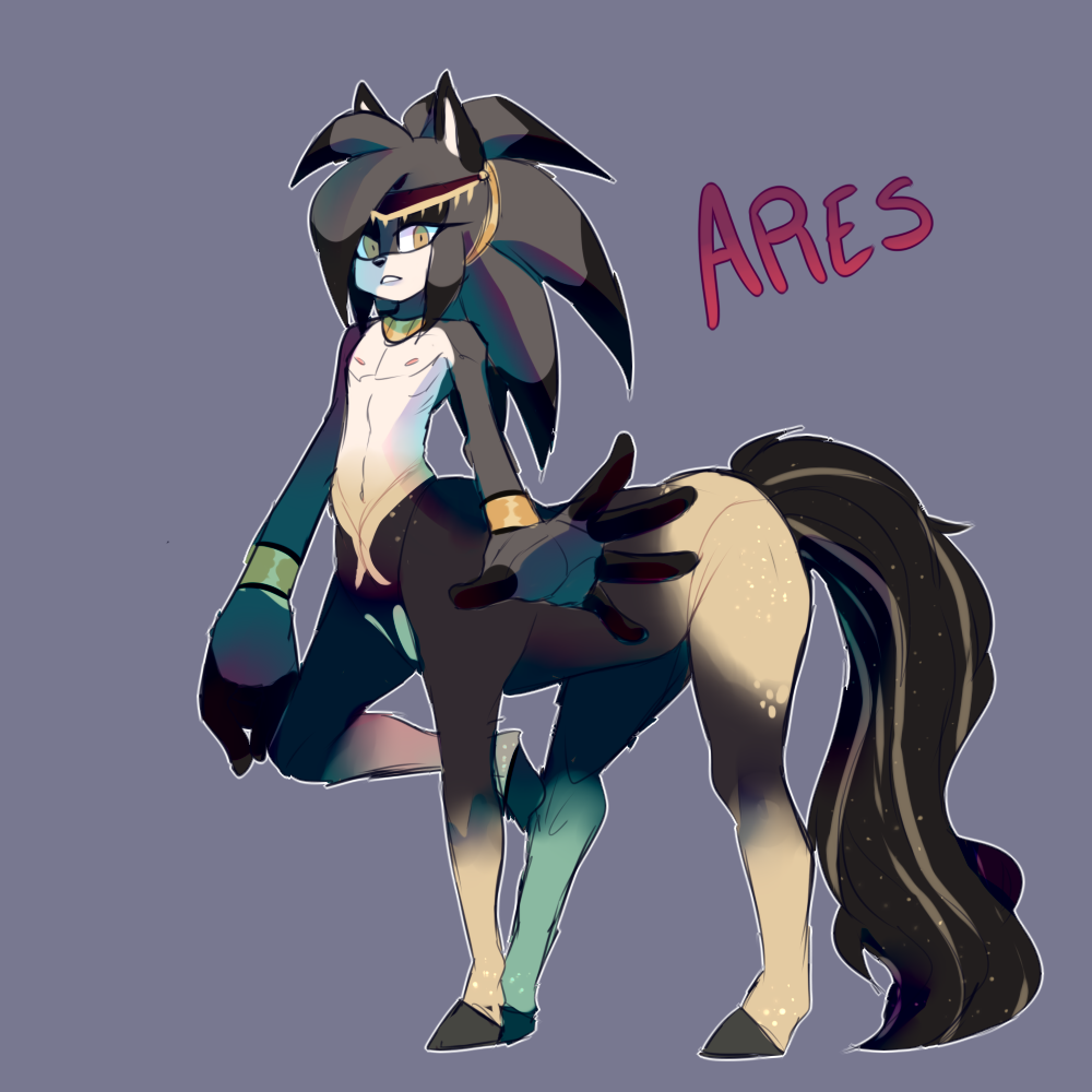 ares belt black_nose bracelet brown_eyes collar crown eyelashes girly gre_fur hair hedgehog hooves jewelry lipstick long_hair looking_at_viewer makeup male mammal necklace nipples nude solo taur thick_thighs vilegrim
