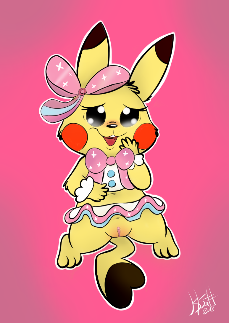blush bow cleft_tail clothed clothing cosplay cosplay_pikachu female feral fur kippkatt looking_at_viewer nintendo open_mouth pikachu pikachu_pop_star pok&eacute;mon pok&eacute;mon_(species) presenting presenting_pussy pussy smile solo spread_legs spreading tongue video_games yellow_fur
