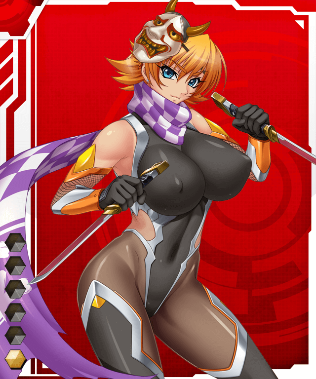 00s 1girl bare_shoulders blonde_hair blue_eyes blush bodysuit breasts card_(medium) covered_navel curvy dual_wielding erect_nipples female gauntlets huge_breasts igawa_sakura kagami_hirotaka leotard lilith-soft looking_at_viewer scarf shiny short_hair smile solo sword taimanin_(series) taimanin_asagi taimanin_asagi_battle_arena taimanin_asagi_battle_arena_all_card_gallery weapon