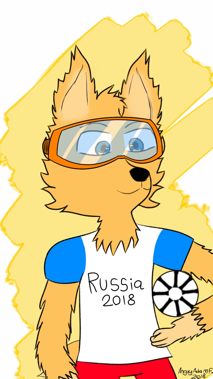 2018 4_fingers angryadamfight anthro ball canine clothed clothing digital_media_(artwork) eyewear fifa fully_clothed fur goggles male mammal mascot simple_background soccer_ball solo wolf zabivaka