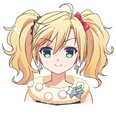 1girl ahoge blonde_hair chitose_haru earrings eyebrows_visible_through_hair female green_eyes hair_bow hair_ornament jewelry long_hair official_art ongaku_shoujo portrait shiny shiny_hair sleeveless smile solo transparent_background twintails