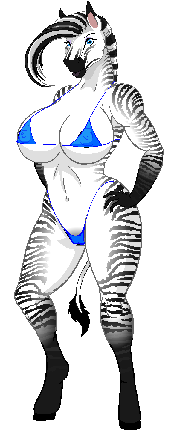 2017 4_fingers anthro big_breasts black_hair black_nipples black_stripes blue_eyes bra breasts clothing crowchild dipstick_ears equine eyebrows female fur g-string hair hands_on_hips hooves hth_studios invalid_tag looking_at_viewer mammal multicolored_hair navel nipples solo sprite striped_fur stripes tanya_winters_(hth) two_tone_hair underwear white_hair zebra