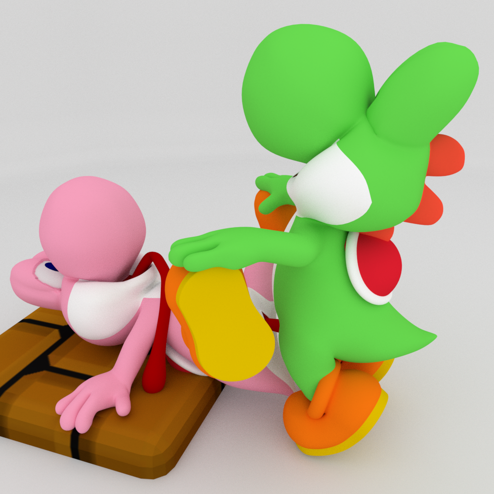 3d_(artwork) anthro digital_media_(artwork) doublestuffed duo female green_yoshi lying male male/female male_penetrating mario_bros nintendo on_back penetration penis pink_yoshi pussy reptile scalie sex simple_background tongue tongue_out vaginal vaginal_penetration video_games yoshi
