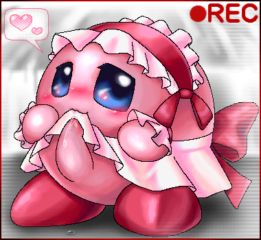 &lt;3 2013 blush box_xod clothed clothing crossdressing erection kirby kirby_(series) looking_at_viewer low_res male nintendo not_furry penis precum solo video_games waddling_head