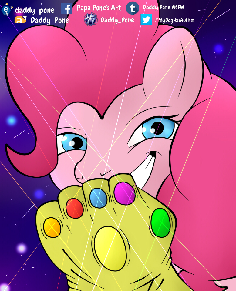 daddy_pone female friendship_is_magic hi_res infinity_gauntlet marvel my_little_pony pinkie_pie_(mlp) shiny smile solo space