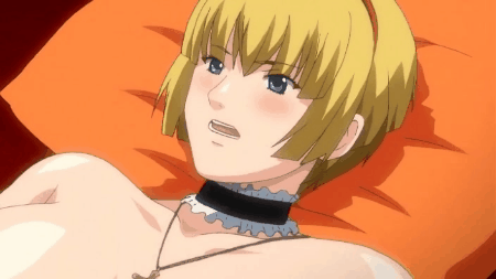 10s 1girl animated animated_gif blonde_hair blue_eyes blush bouncing_breasts bracelet breast_grab breasts censored collar cross cross_necklace erect_nipples large_breasts legwear mamiya_marisa missionary necklace nipples nude penis pillow ribbon sex shiny shiny_skin short_hair spread_legs starless studio_9_maiami(animation_studio) talking vaginal will_(company)